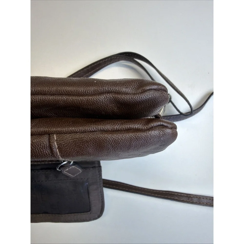 Rosetti Crossbody Organizer Bag Brown Faux Leather Adjustable Strap Y2K